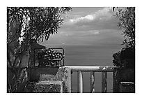 Sea seen from a terrace of Villa Rufulo, Ravello. Amalfi Coast, Campania, Italy ( black and white)