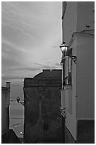 Houses at sunset, Positano. Amalfi Coast, Campania, Italy ( black and white)