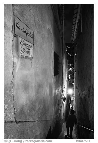 Narrow stairway at night, Positano. Amalfi Coast, Campania, Italy