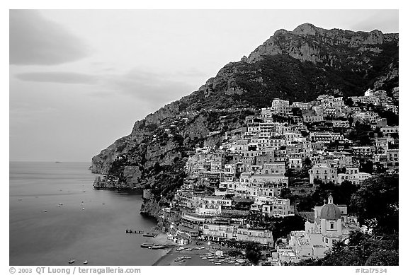 Positano at dawn. Amalfi Coast, Campania, Italy