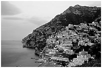 Positano at dawn. Amalfi Coast, Campania, Italy (black and white)