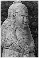 Stone figure of civil official, Seolleung, Samreung Gongwon. Seoul, South Korea ( black and white)