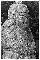 Stone figure of civil official, Seolleung, Samreung Gongwon. Seoul, South Korea (black and white)