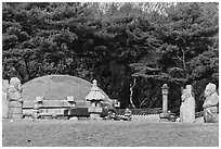 Jeongneung, royal tomb of the Joseon Dynasty, Samreung Gongwon. Seoul, South Korea (black and white)