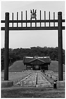 Hongsalmun gate, Sindo and Eodo stone-covered paths (Chamdo), Jongneung. Seoul, South Korea ( black and white)