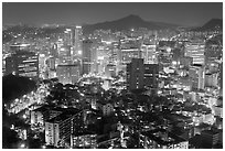 Elevated view of Jung Gu high-rises from Namsan. Seoul, South Korea ( black and white)