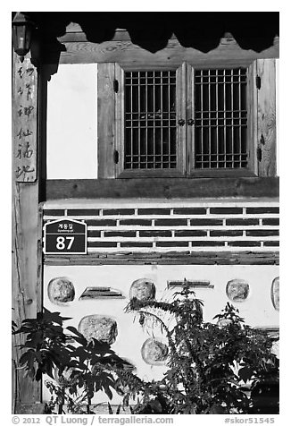 Window, hanok house. Seoul, South Korea (black and white)