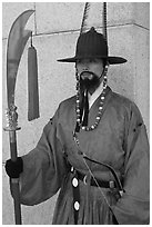 Gapsa (regular guard from Joseon dynasty), Gyeongbokgung. Seoul, South Korea ( black and white)