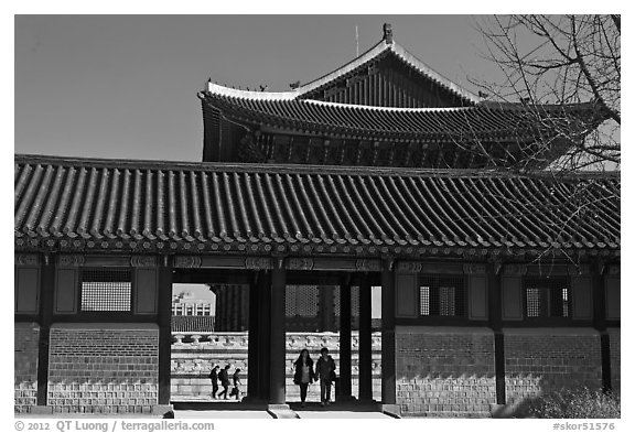 Gyotae-jeon, Gyeongbokgung royal Joseon palace. Seoul, South Korea (black and white)