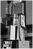 Shopping bags sculpture, Dongdaemun. Seoul, South Korea ( black and white)