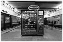 Vending machine in subway. Seoul, South Korea ( black and white)