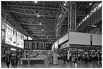 Main concourse of Seoul train station. Seoul, South Korea ( black and white)
