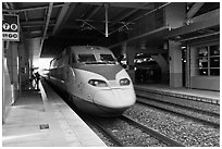 High speed KTX train. Daegu, South Korea ( black and white)