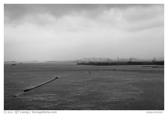 Incheon bay. South Korea (black and white)