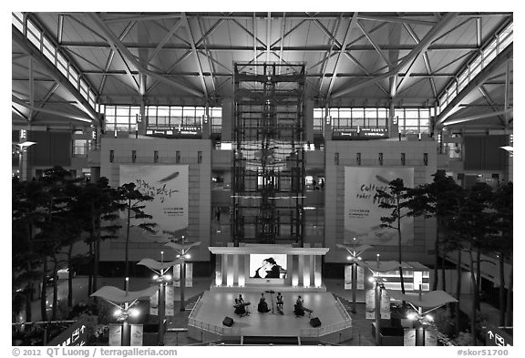 Classical music concert, Incheon international airport. South Korea (black and white)