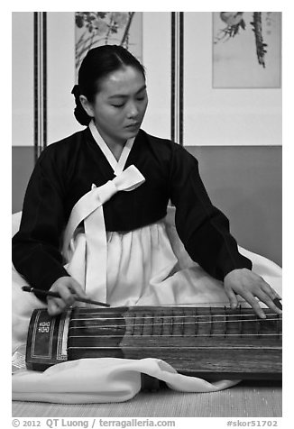 Traditional music performer. South Korea (black and white)