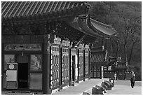 Haeinsa, temple of Jogye Order of Korean Buddhism. South Korea (black and white)