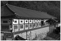 Janggyeong Panjeon, depository for the Tripitaka, Haeinsa Temple. South Korea (black and white)