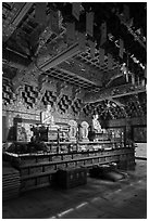 Gilded temple interior, Haein sa Temple. South Korea (black and white)