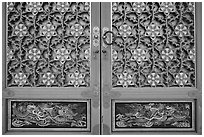 Intricate door decor, Haeinsa Temple. South Korea ( black and white)