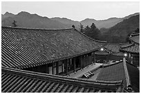 Rooftops, Haeinsa Temple. South Korea (black and white)