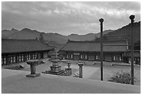 Haeinsa Temple and Gaya Mountains, evening. South Korea ( black and white)