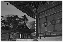 Haeinsa Temple at dusk. South Korea (black and white)