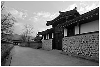 Bukchom residence. Hahoe Folk Village, South Korea (black and white)