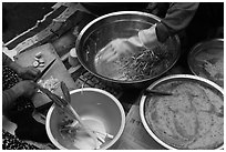 Kimchi preparation. Gyeongju, South Korea ( black and white)