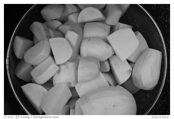 Radish used for kimchi. Gyeongju, South Korea (black and white)