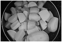 Radish used for kimchi. Gyeongju, South Korea (black and white)