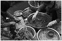 Women making gimchi. Gyeongju, South Korea ( black and white)