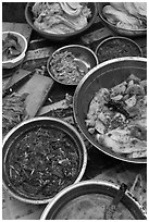 Kimchi ingredients close-up. Gyeongju, South Korea (black and white)