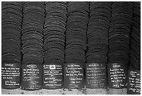 Well-wishing tablets written in many languages, Seokguram. Gyeongju, South Korea ( black and white)