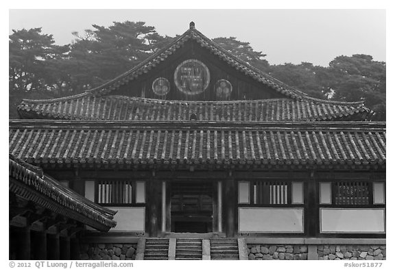 Museoljeon hall, Bulguk-sa. Gyeongju, South Korea (black and white)
