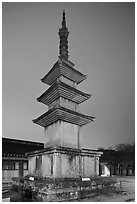Seokgatap (Sakyamuni) pagoda by night, Bulguk-sa. Gyeongju, South Korea ( black and white)