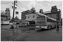 Bus stop and motels. Gyeongju, South Korea ( black and white)