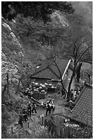 Sangseonam hermitage from above, Mt Namsan. Gyeongju, South Korea ( black and white)