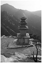 Samnyundaejwabul pagoda, Namsan Mountain. Gyeongju, South Korea (black and white)