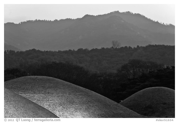 Burial mounds and hills. Gyeongju, South Korea