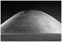 Grassy burial mound at night. Gyeongju, South Korea ( black and white)