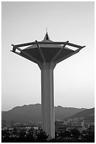 Water tower at dawn, Busan. South Korea (black and white)