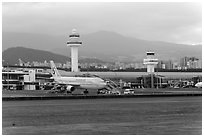 Jeju International Airport. Jeju Island, South Korea ( black and white)