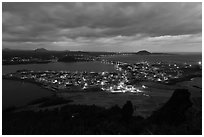 Seongsang Ilchulbong at twilight. Jeju Island, South Korea (black and white)