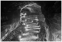 Manjanggul Lava tube. Jeju Island, South Korea ( black and white)