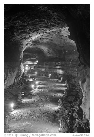 Geomunoreum Lava tube. Jeju Island, South Korea (black and white)