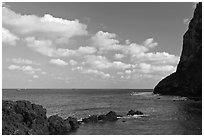Coastline, and cliff, Seongsang Ilchulbong. Jeju Island, South Korea ( black and white)