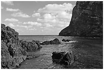 Sea cliffs, Seongsang Ilchulbong. Jeju Island, South Korea (black and white)