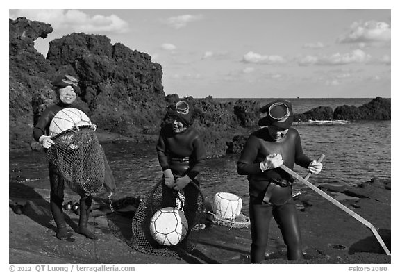 Haeneyo women with fishing gear. Jeju Island, South Korea