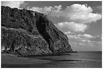 Steep cliffs of Seongsang Ilchulbong. Jeju Island, South Korea (black and white)